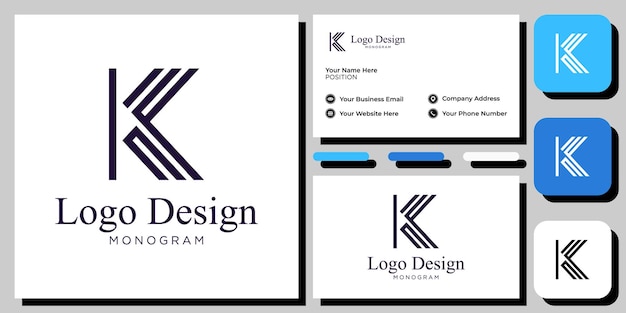 Vector logo design initials combination capital letters monogram word mark with business card template