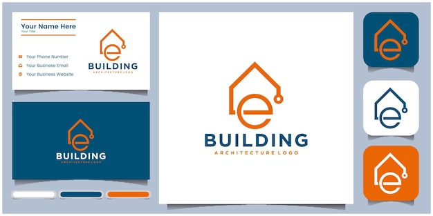 Logo Design Inspiratie huisletter e Luxe gebouw logo Constructie gebouw structuur