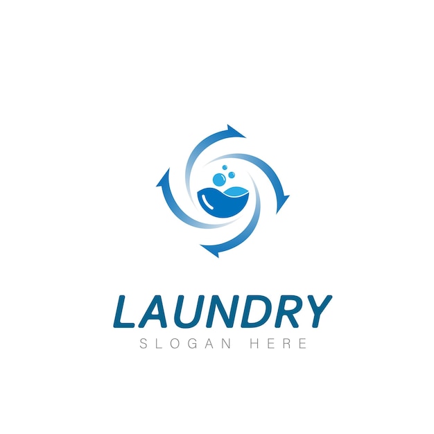 Logo design laundry icon washing machine with bubbles for business clothes wash cleans modern template