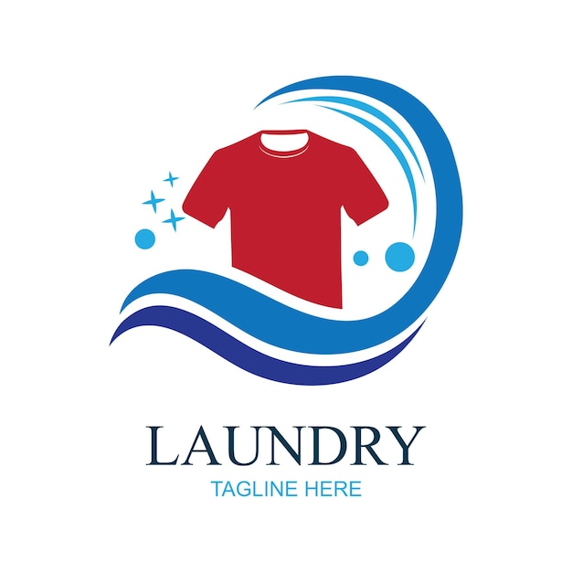 Vettore logo design lavanderia icona lavatrice con bolle per lavare abiti da lavoro pulisce il modello moderno