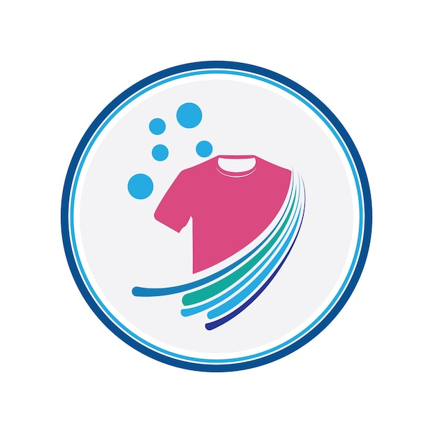 Vector logo design laundry icon washing machine with bubbles for business clothes wash cleans modern template