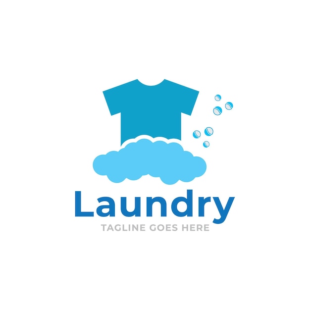 Logo design laundry icon washing machine with bubbles for business clothes wash cleans modern