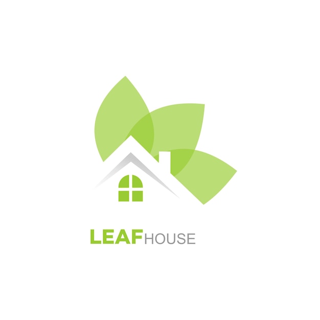 Logo design leaf house vector template illustration