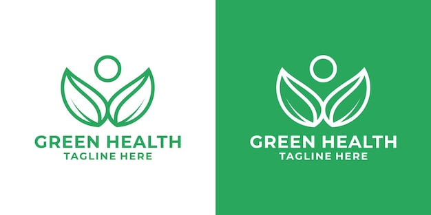 Logo design leaf and people health inspiration vector illustration