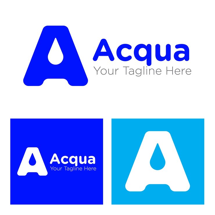 वेक्टर logo design of the letter a with a drop of water blue water abstract logo