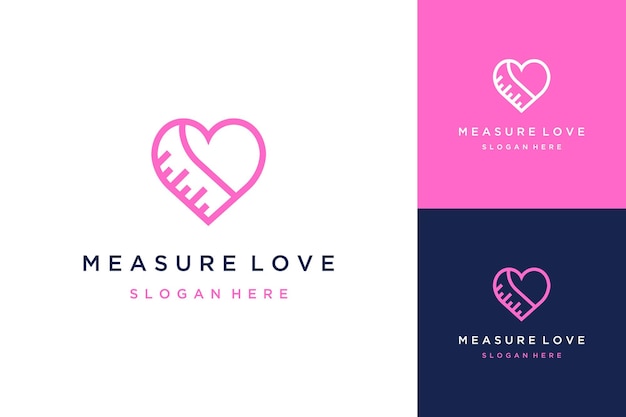 logo design measuring love or heart with a ruler