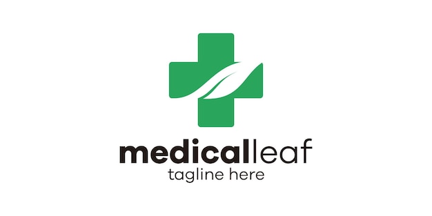 Logo design medico e foglia icona ispirazione vettoriale illustrazione