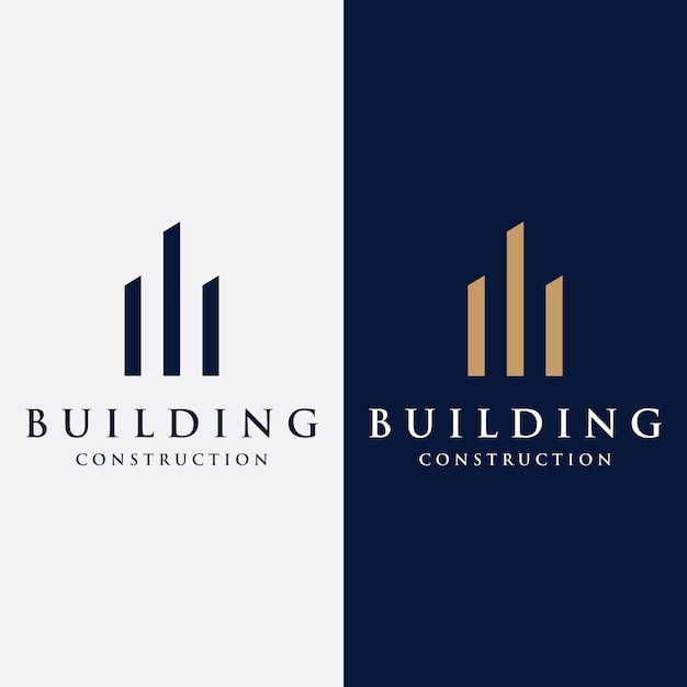 Il design del logo di edifici di appartamenti di lusso moderni ed eleganti ospita hotel ed edifici isolati sfondologo per la costruzione e l'edilizia di architettura aziendale