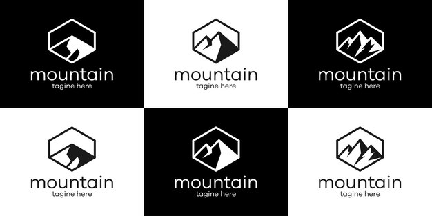 Logo design mountain set illustrazione vettoriale