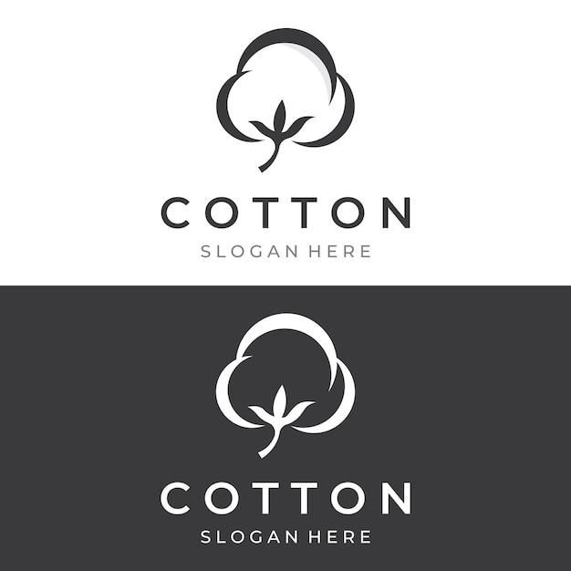 Logo design pianta di fiori di cotone morbido organico naturale per abbigliamento e bellezza aziendali