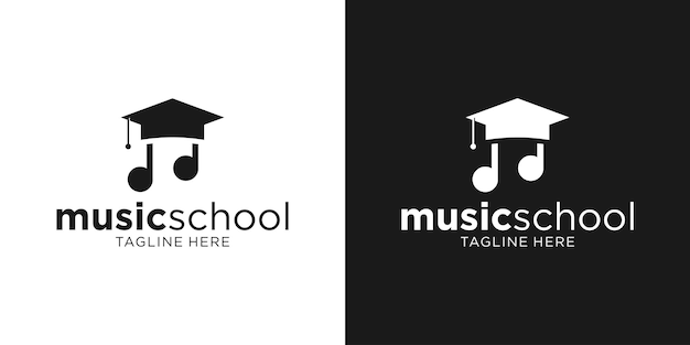 Вектор Дизайн логотипа отмечает музыку и векторную иллюстрацию студенческого выпуска