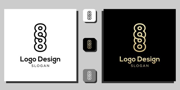 Vector logo design numbers symbol numeral black gold outline with app template