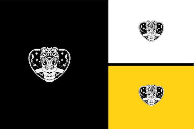 Дизайн логотипа головы кобры черно-белый