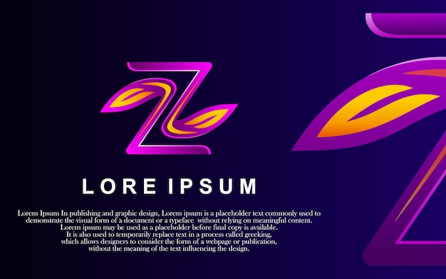 Вектор Дизайн логотипа из буквицы z с листом. роскошный логотип - уникальный, эксклюзивный, элегантный.