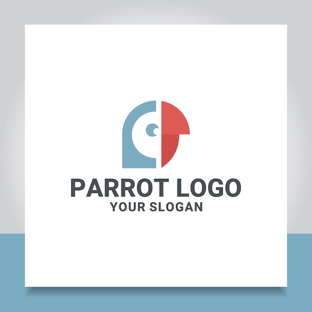 Дизайн логотипа p голова для птицы-попугая