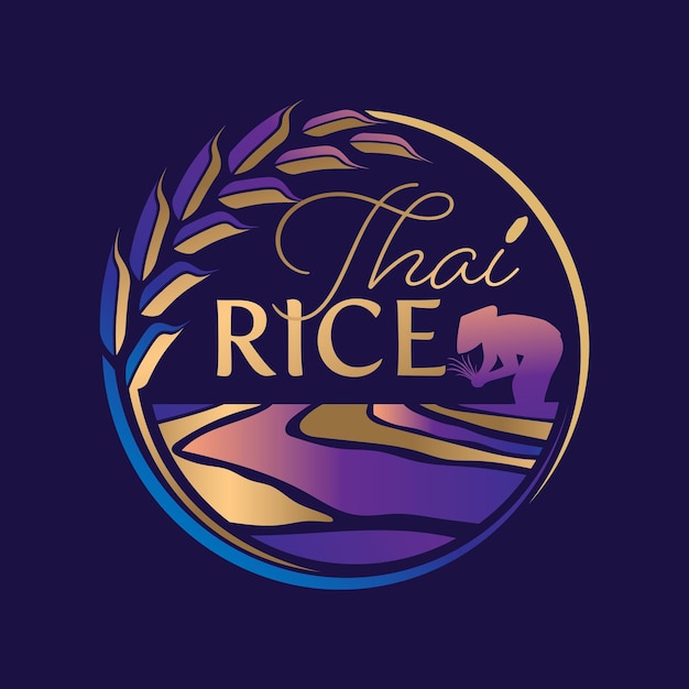 logo design paddy rice premium organic natural product