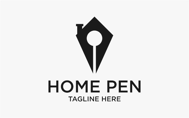 Penna con logo design e home combinati