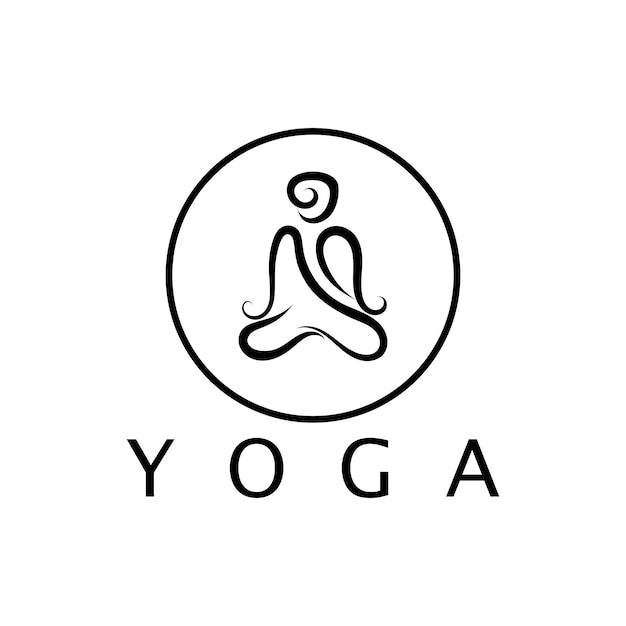 Logo design of people doing yoga symbol icon illustration vector