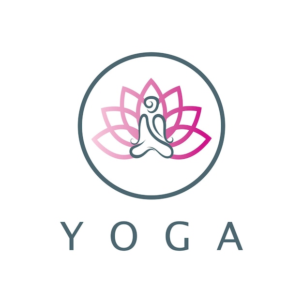 Logo design of people doing yoga symbol icon illustration vector