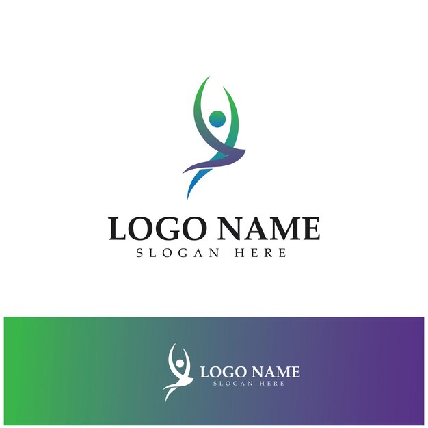 Logo design of people doing yoga symbol icon illustration vector