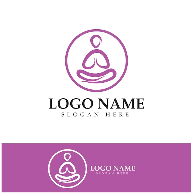 Logo design of people doing yoga symbol icon illustration vector