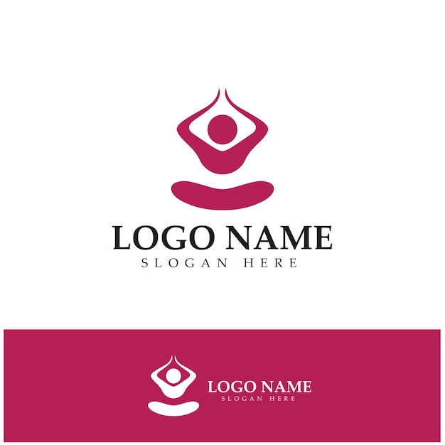 Logo design of people doing yoga symbol icon illustration vector