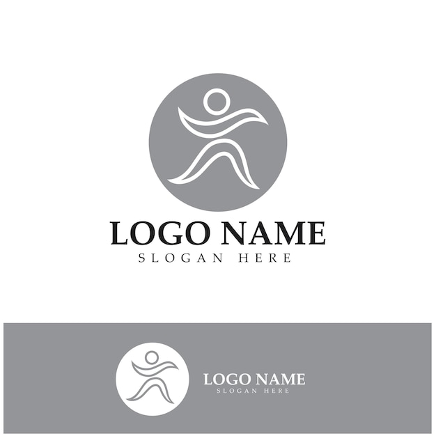 Logo design of people doing yoga symbol icon illustration vector