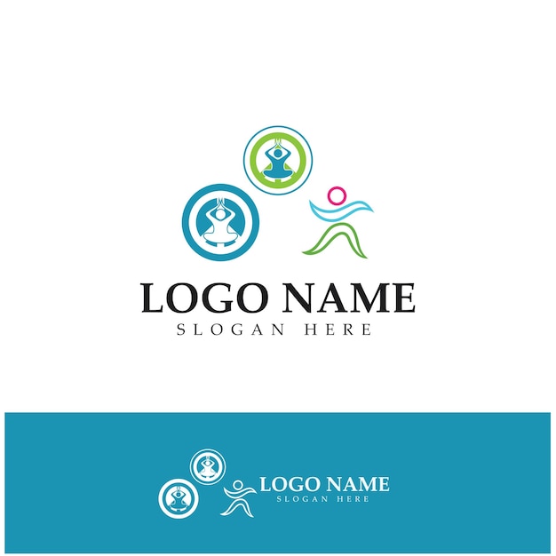 Logo design di persone che fanno yoga icona simbolo illustrazione vettoriale