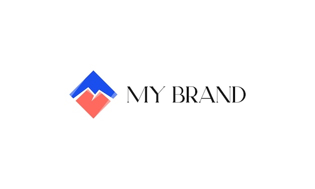 Vector logo design pictogram logo combination ceramic and rock mountain in diagonal square shape