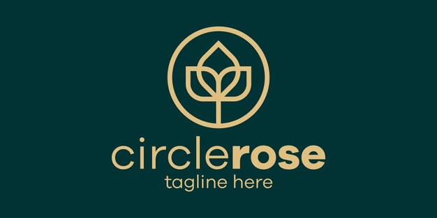 Vector logo design rose line circle illustration