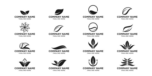 Дизайн логотипа набор значок листа логотип векторные иллюстрации