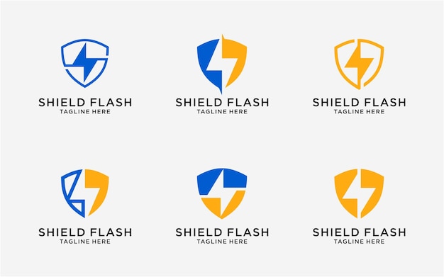 Logo design shield with flash energy modern template