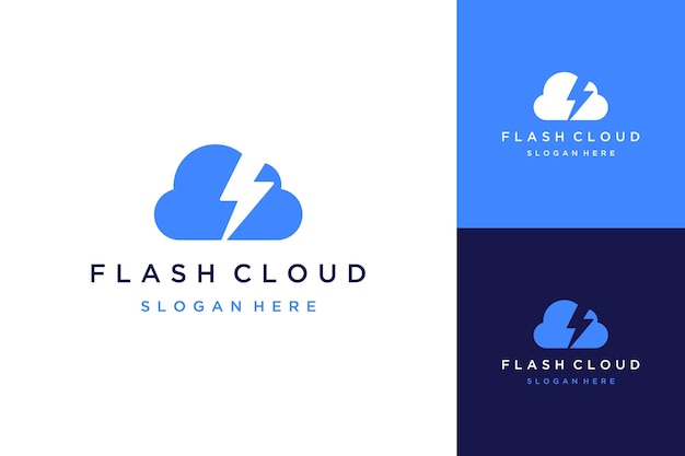 Logo design technology or cloud with lightning