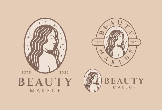 Logo design template for beauty salon hair salon cosmetic makeup artist