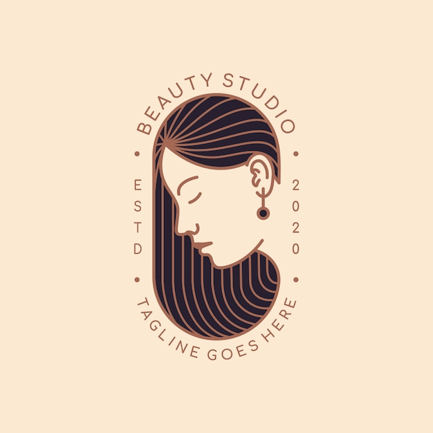 Logo design template for beauty salon, hair salon, cosmetic, makeup artist