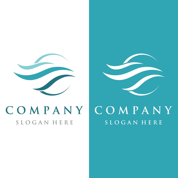 Logo design template wave element creative wind or airLogo for business web air conditioner