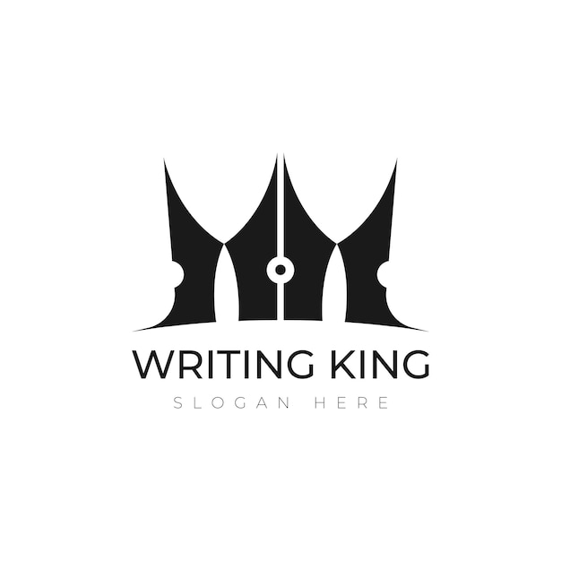 Logo design template with crown and pen