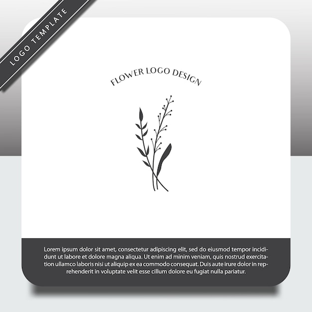 logo design template with hand drawn beautiful plant icon