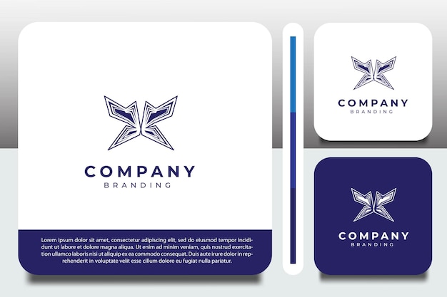 logo design template with outline butterfly icon