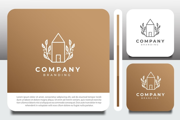 logo design template with plant house icon