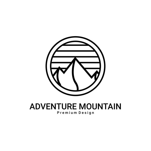 Logo design template with simple mountain with circle