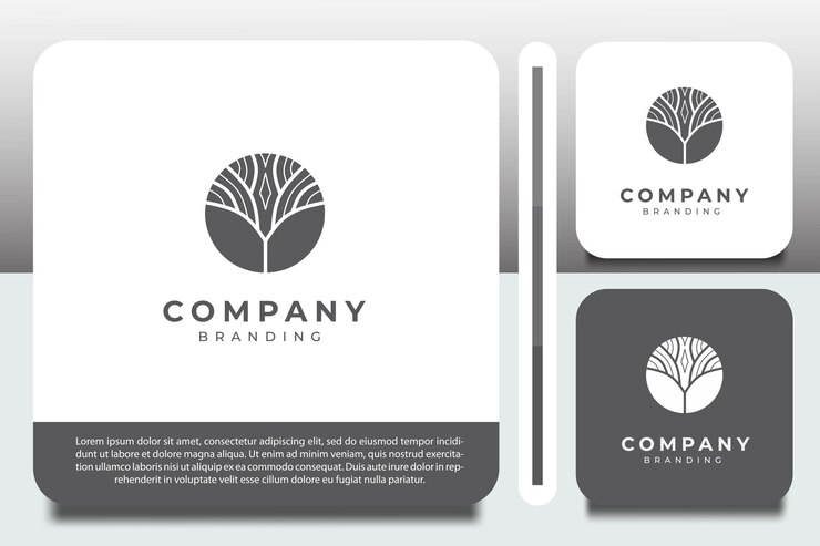Vector logo design template with a small tree icon in a circle
