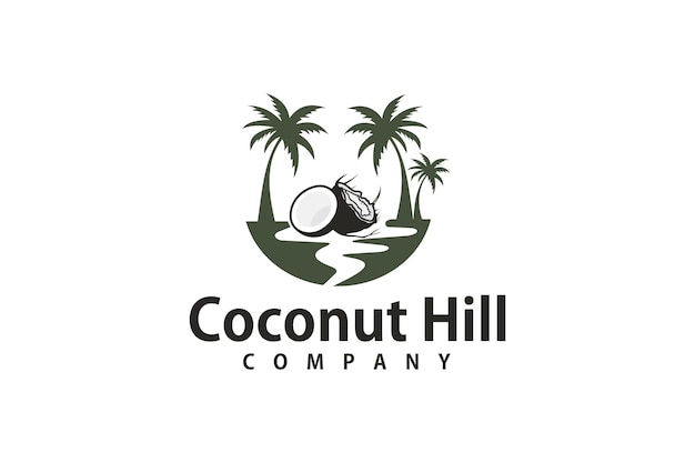 Дизайн логотипа три кокосовых пальмы в море