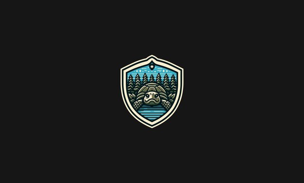 logo design of turtle on forest vector flat design