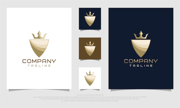 Logo design vector crown shield with creative simple and unique concept