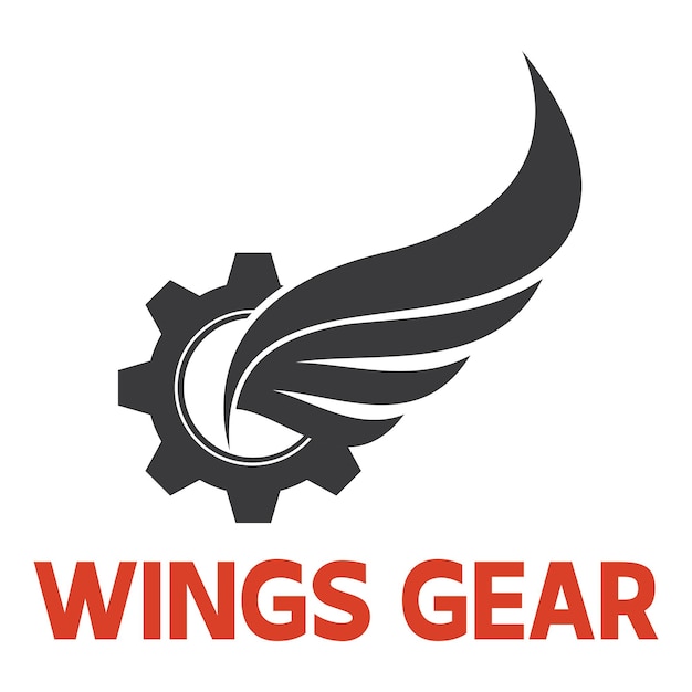 Logo design vector illustration of gear wings