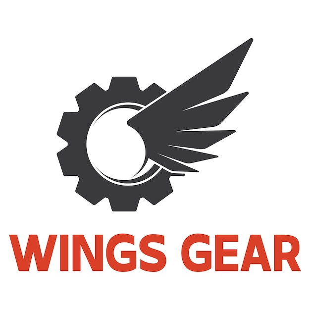 Logo design vector illustration of gear wings