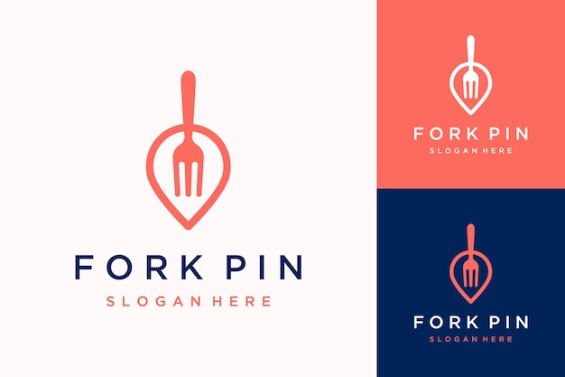 Logo design dove mangiare o appuntare con una forchetta