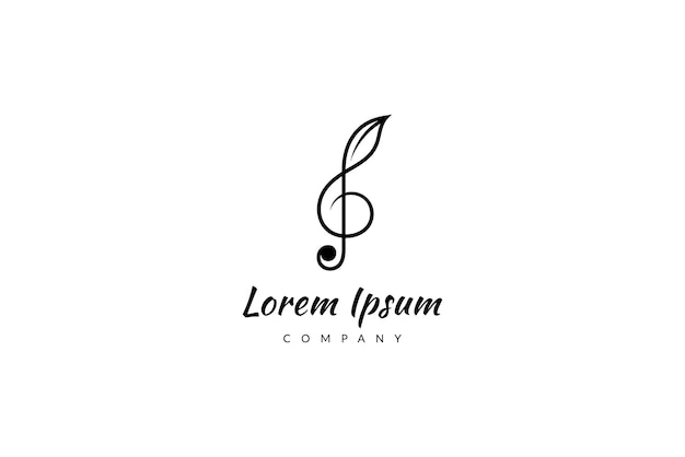 Logo design on which an abstract image of musical note combined with leaf