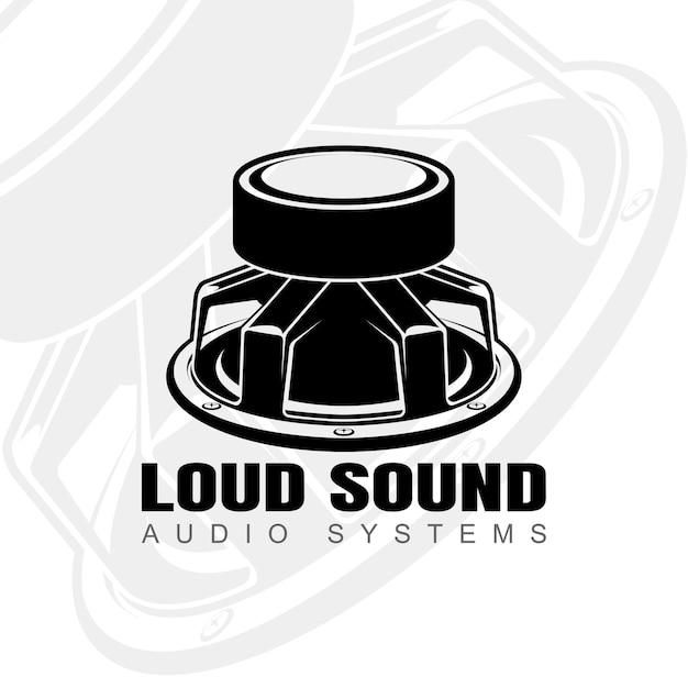 Vector logo design with audio speaker turned magnet up